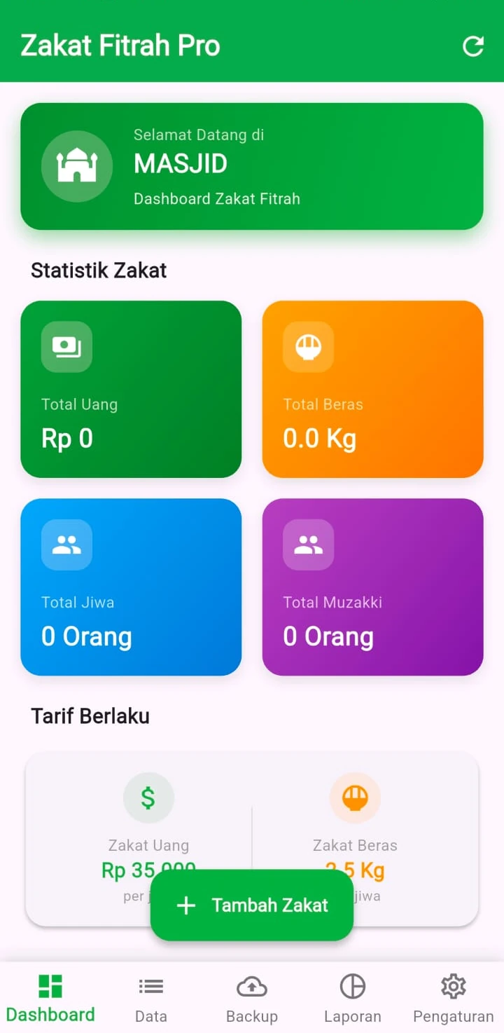 Aplikasi Zakat Fitrah Gratis Offline untuk Masjid