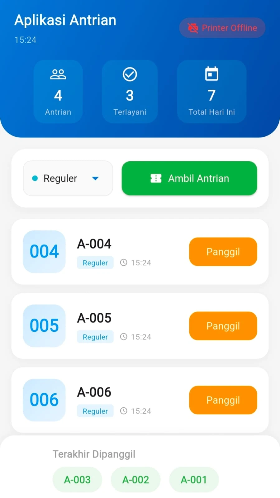 Aplikasi Antrian Android Offline + Cetak Tiket & Suara Panggil