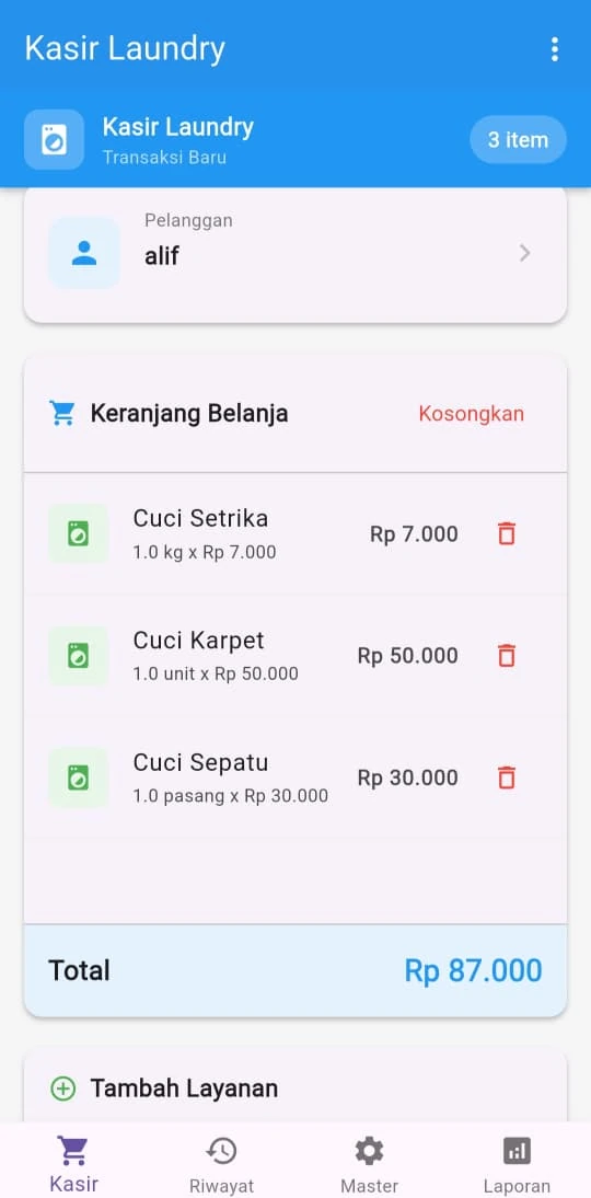 Aplikasi Kasir Laundry Offline